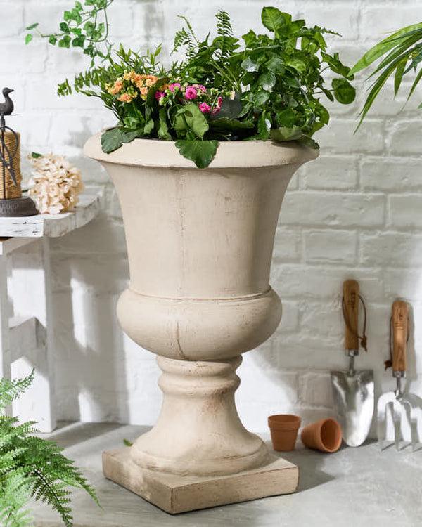 dibor Beige Footed Urn Planter