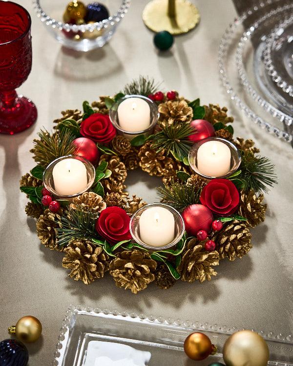 dibor Berries & Baubles Round Tealight Holder