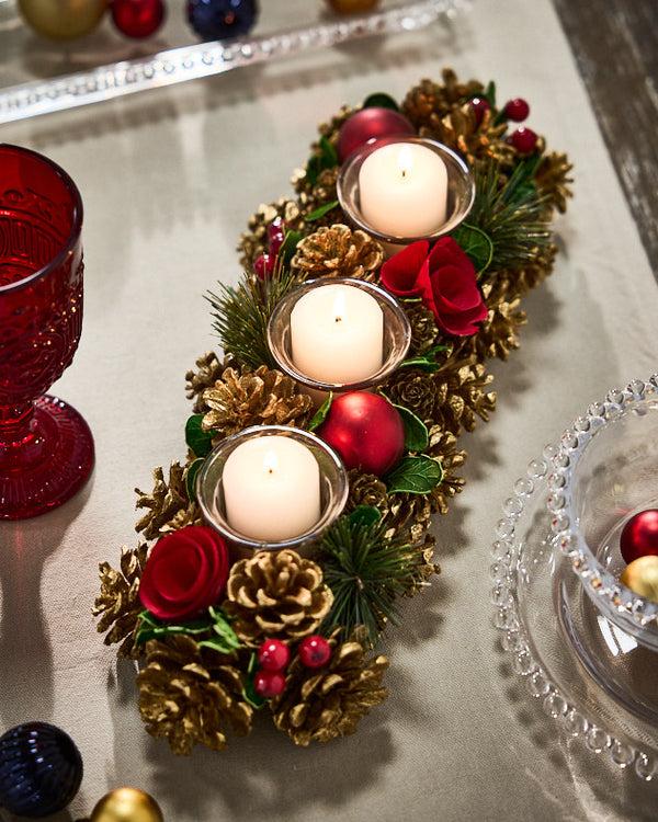 dibor Berries & Baubles Triple Tealight Holder