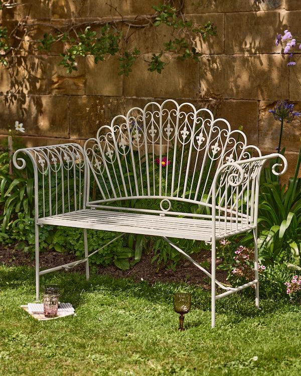 dibor Bielle Stone Grey Iron Garden Bench