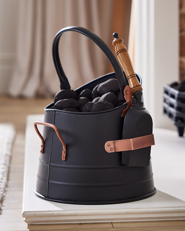 dibor Black & Copper Coal Bucket with Scoop