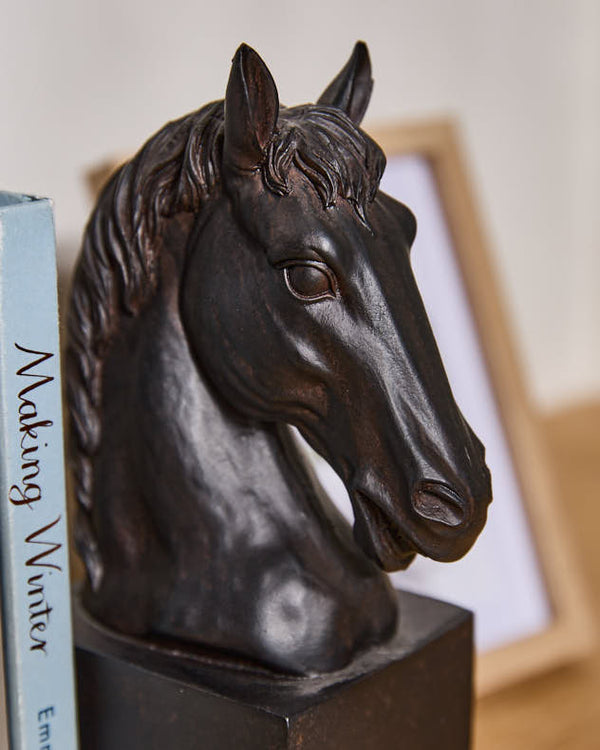 Dibor Black Horse Head Bookends