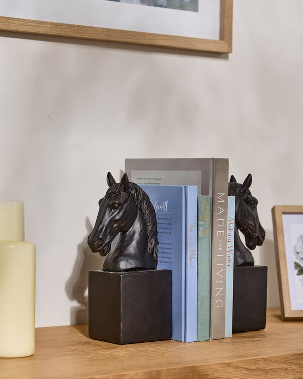 Dibor Black Horse Head Bookends