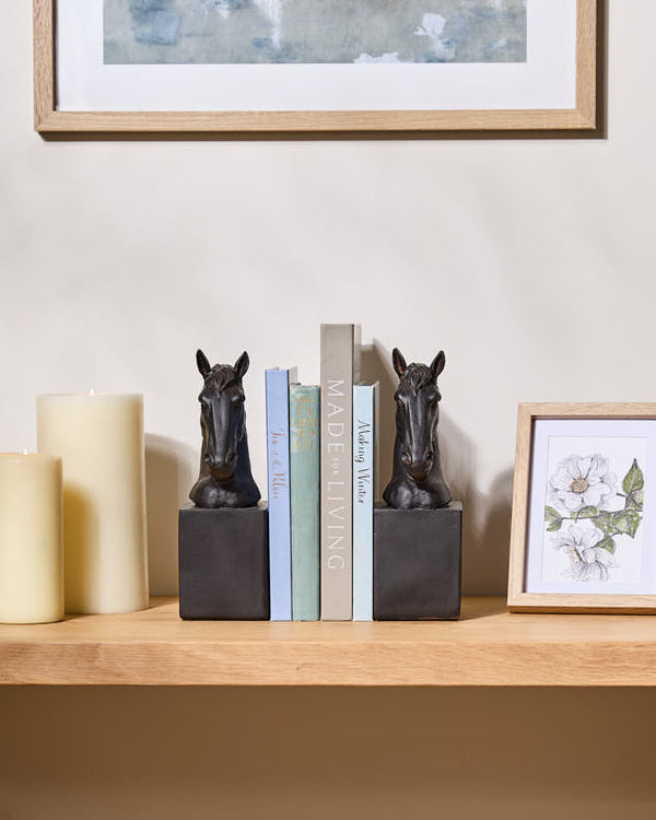Dibor Black Horse Head Bookends