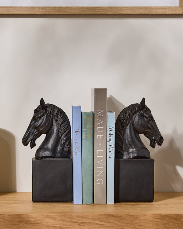 dibor Black Horse Head Bookends