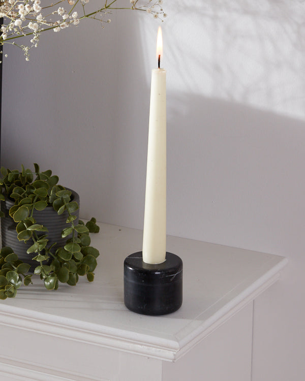 dibor Black Marble Candlestick Holder