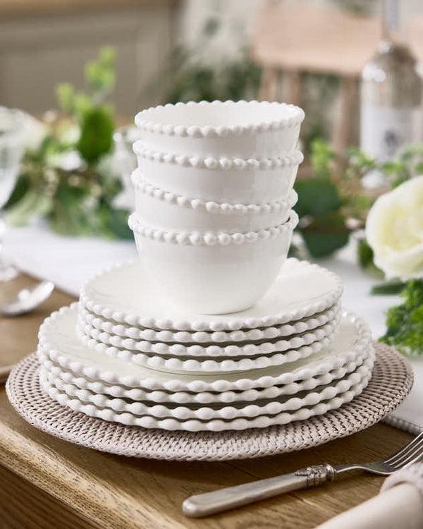 dibor Blanche Perle Beaded Dinnerware Collection