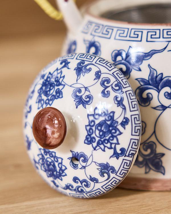 Dibor Blue Floral Ceramic Teapot With Infuser
