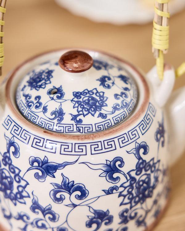 Dibor Blue Floral Ceramic Teapot With Infuser