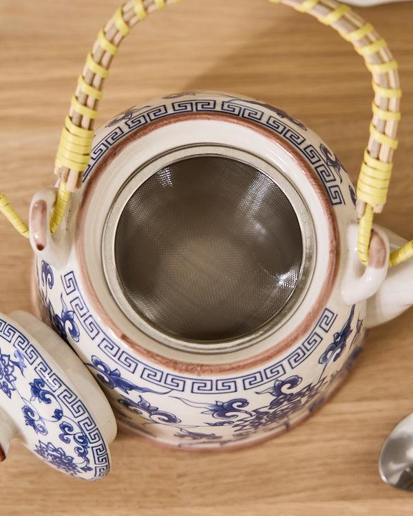 Dibor Blue Floral Ceramic Teapot With Infuser