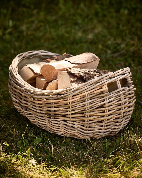 dibor Boat Shaped Rattan Log Basket