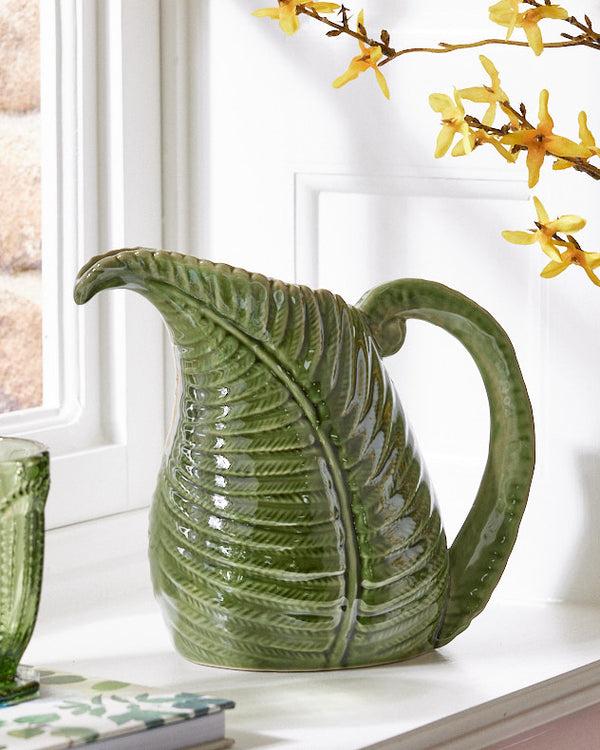 dibor Botanical Green Leaf Jug Vase