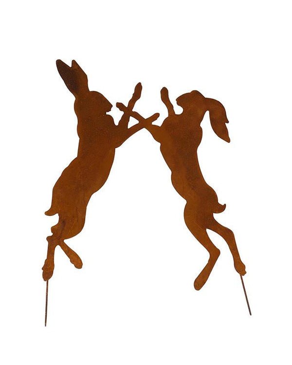Dibor Boxing Hares Garden Ornament
