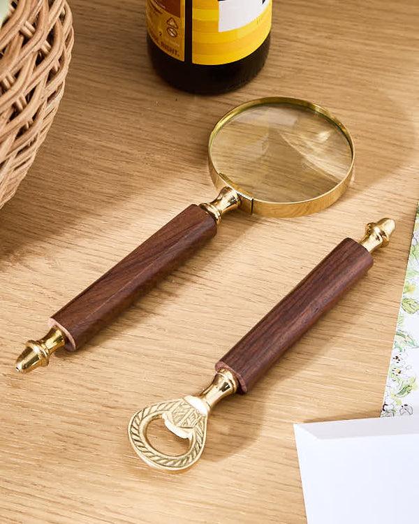 dibor Brass Magnifying Glass & Bottle Opener