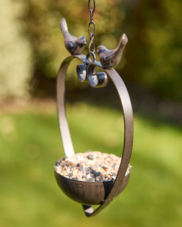 Dibor Brown Hanging Heart Bird Feeder