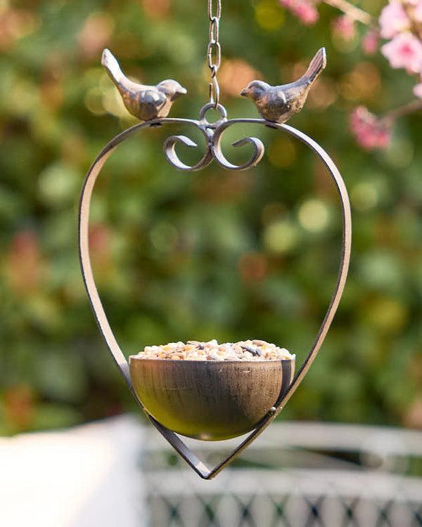 dibor Brown Hanging Heart Bird Feeder
