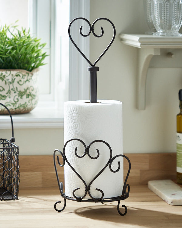 dibor Brown Heart Kitchen Roll Holder