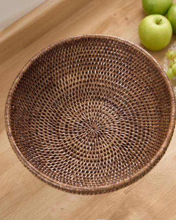 Dibor Brown Rattan Fruit Bowl