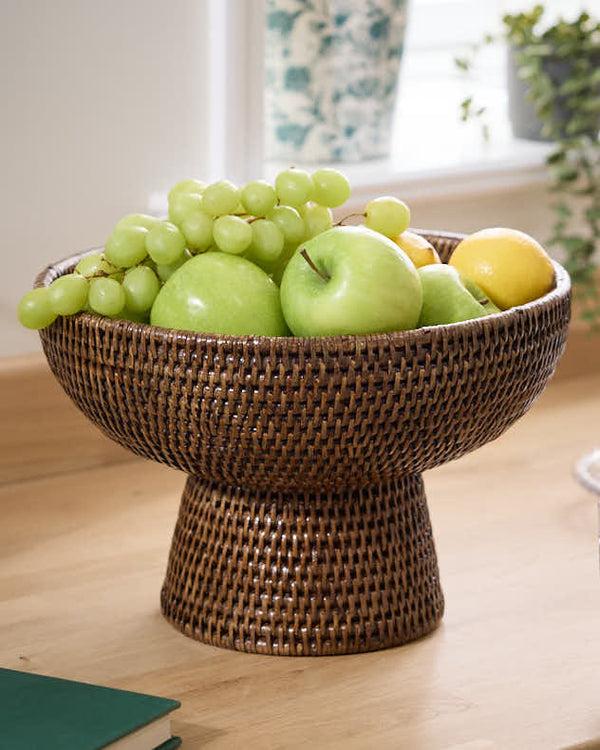 dibor Brown Rattan Fruit Bowl