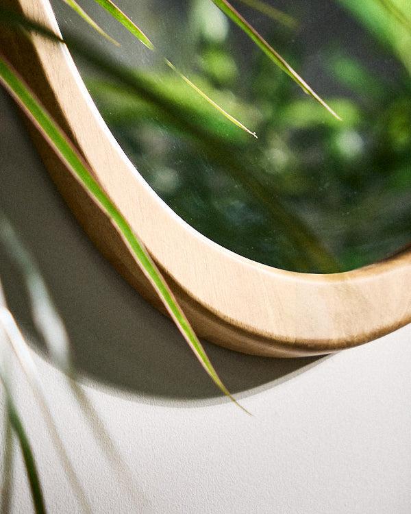 Dibor Camares Wood Organic Pebble Mirror