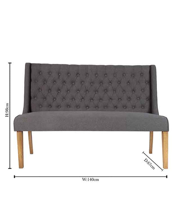 Dibor Cannes Button Bench Dining Chair - Charcoal