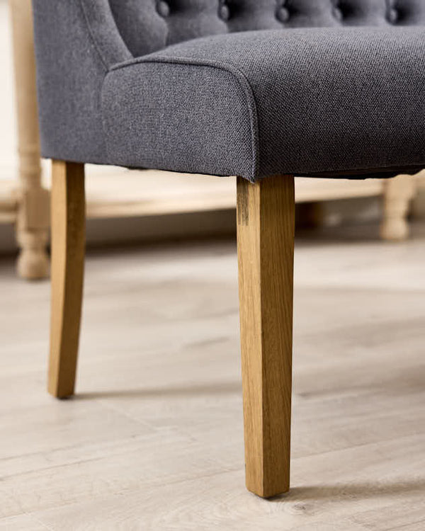 Dibor Cannes Button Bench Dining Chair - Charcoal