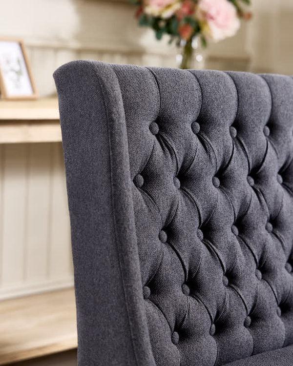 Dibor Cannes Button Bench Dining Chair - Charcoal