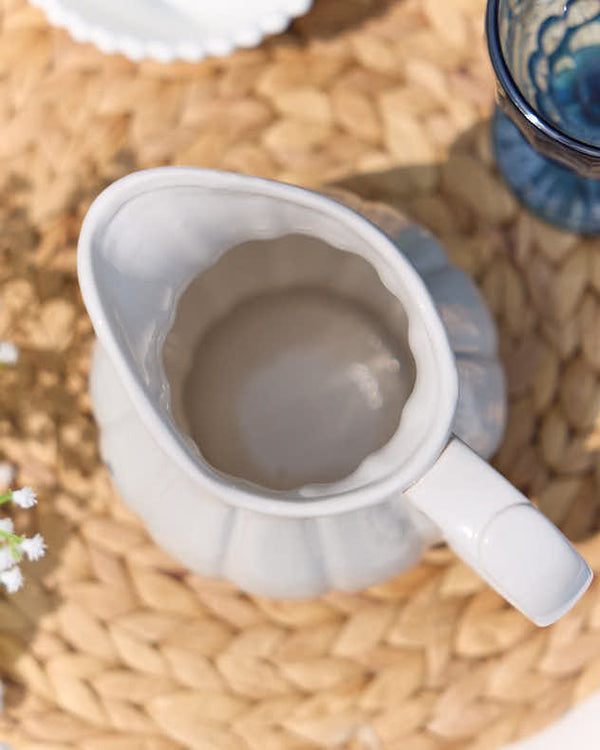 Dibor Ceramic Fluted White Jug Vase