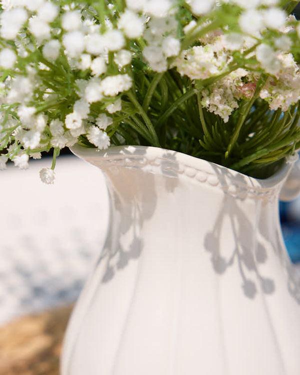 Dibor Ceramic Fluted White Jug Vase