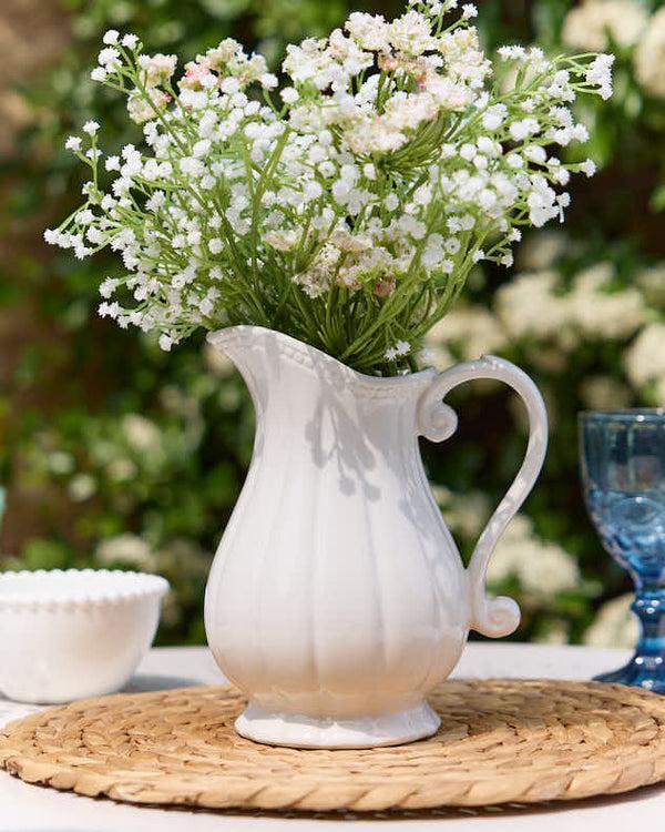 dibor Ceramic Fluted White Jug Vase