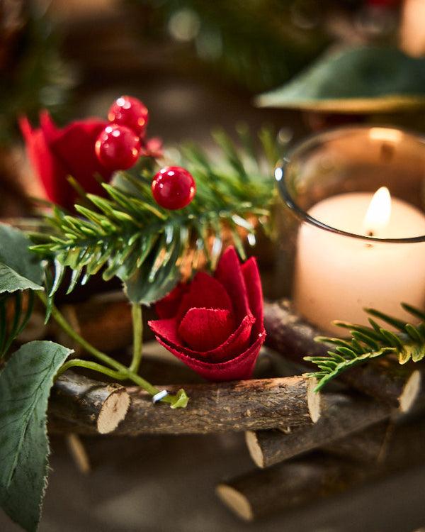 Dibor Christmas Rose 4 Tealight Centrepiece