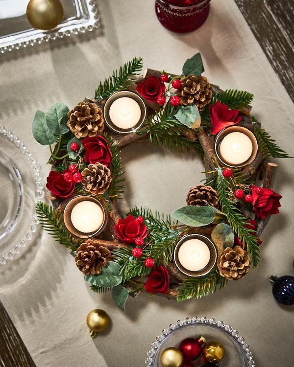 Dibor Christmas Rose 4 Tealight Centrepiece