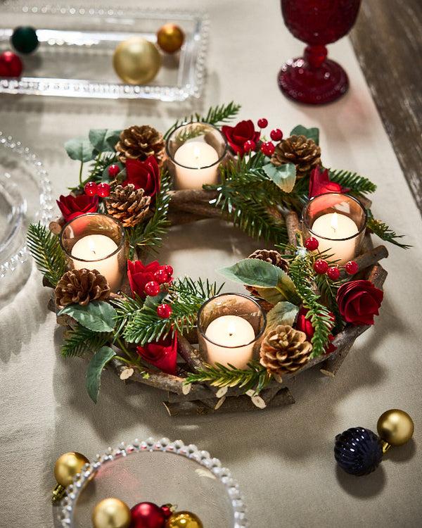 dibor Christmas Rose 4 Tealight Centrepiece