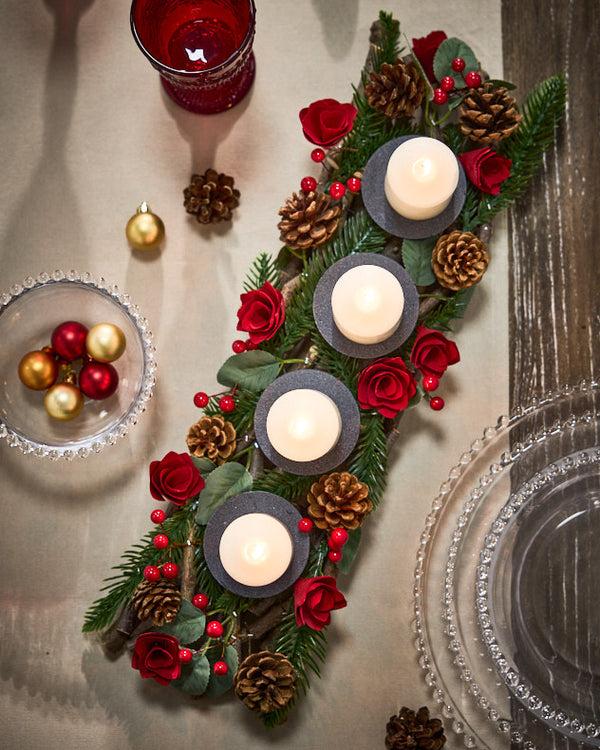 Dibor Christmas Rose Pillar Candle Holder