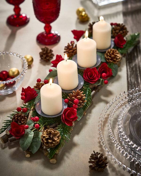 dibor Christmas Rose Pillar Candle Holder