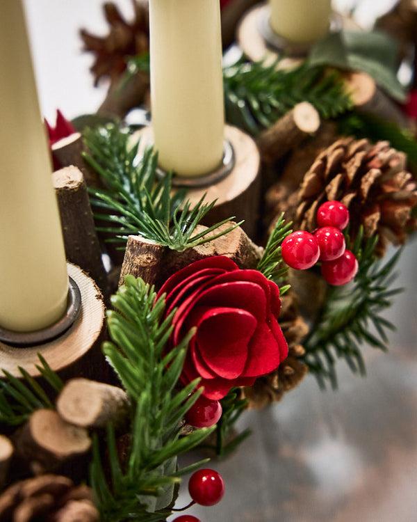 Dibor Christmas Roses Four Dinner Candle Holder
