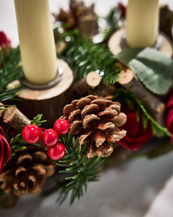 Dibor Christmas Roses Four Dinner Candle Holder