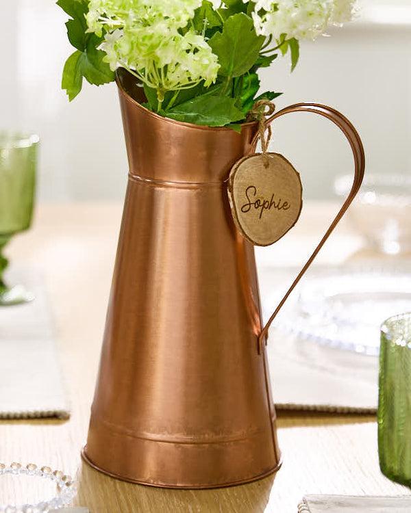 dibor Copper Pitcher Jug with Personalised Tag