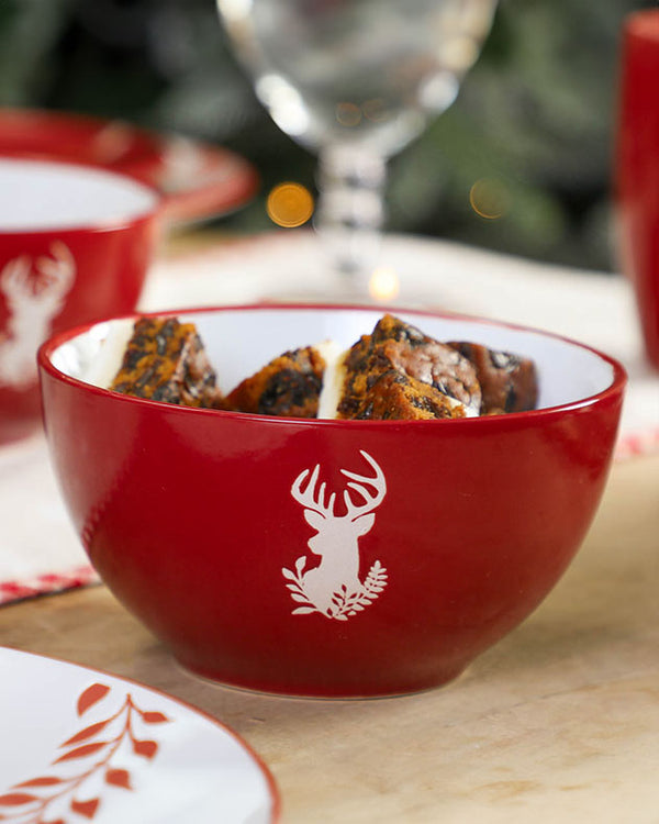 Dibor Cranberry Stag Bowls