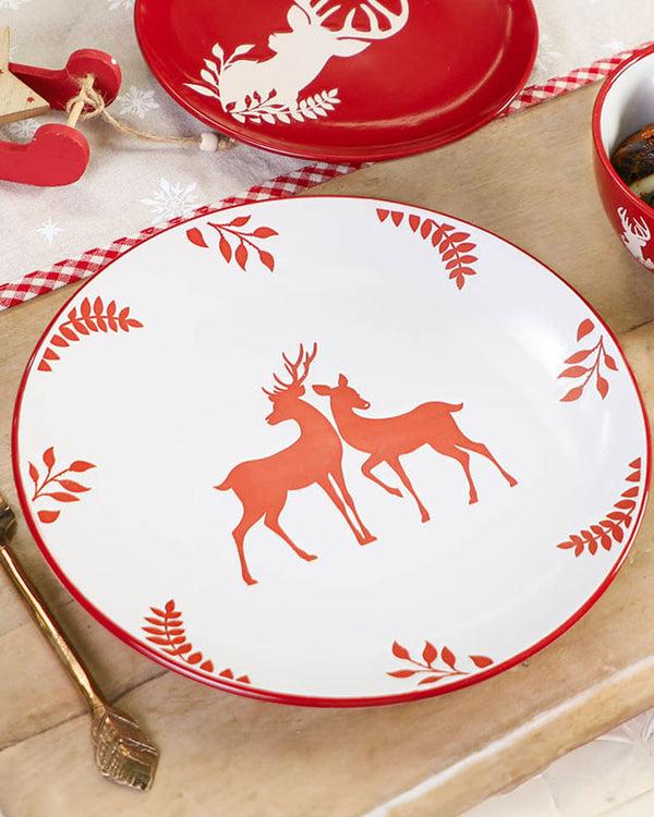 Dibor Cranberry Stag Dinner Plates