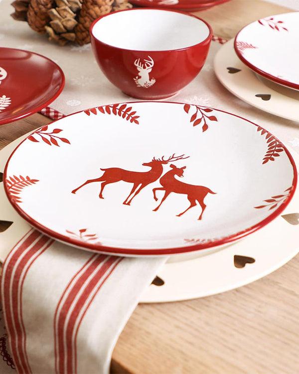 Dibor Cranberry Stag Dinner Plates