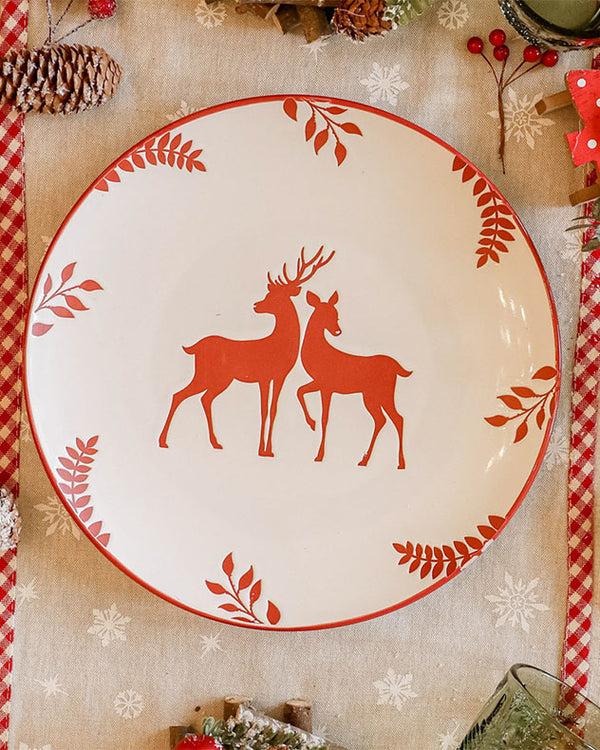 Dibor Cranberry Stag Dinner Plates