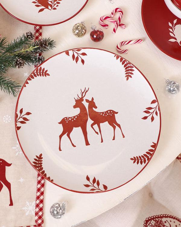 dibor Cranberry Stag Dinner Plates