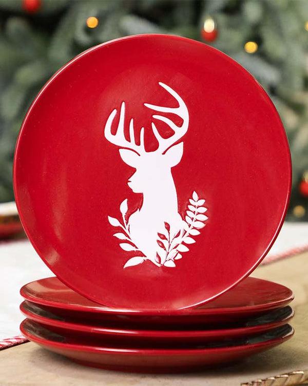 dibor Cranberry Stag Side Plates