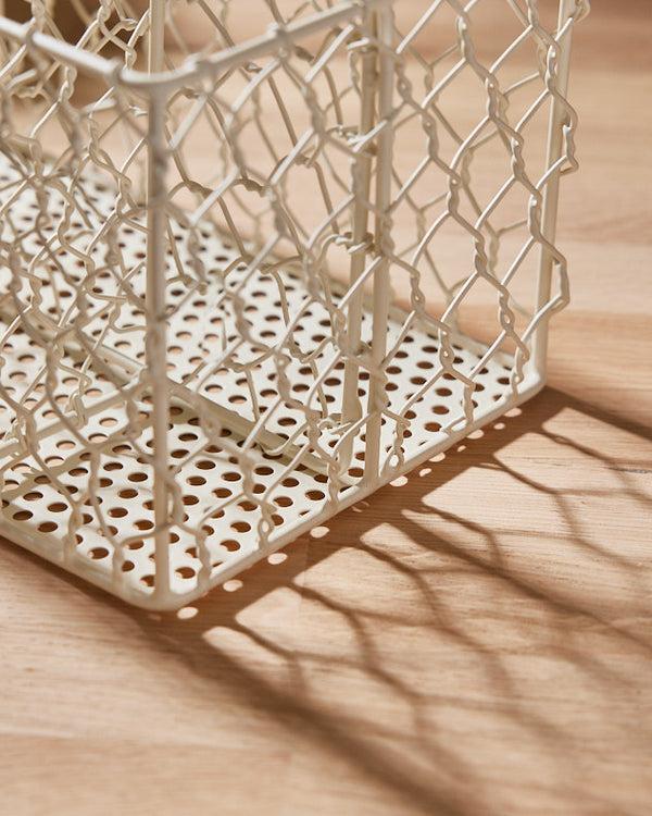 Dibor Cream Chicken Wire Cutlery Caddy