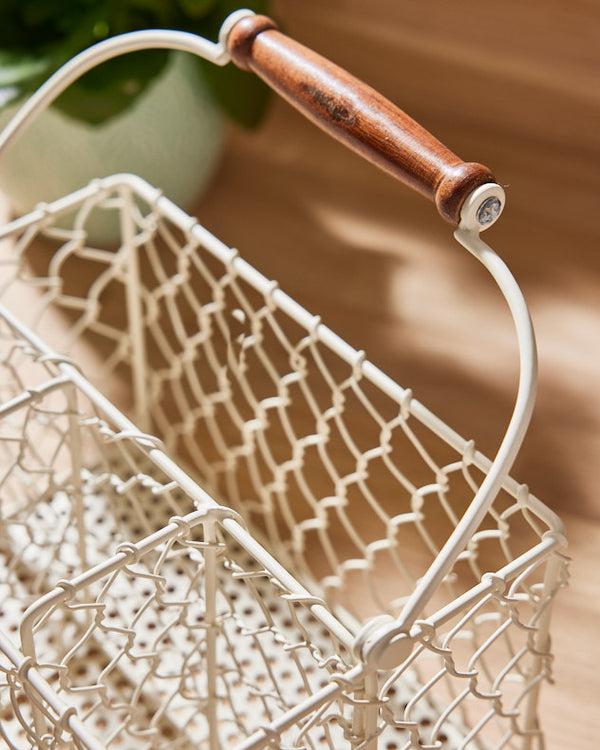 Dibor Cream Chicken Wire Cutlery Caddy