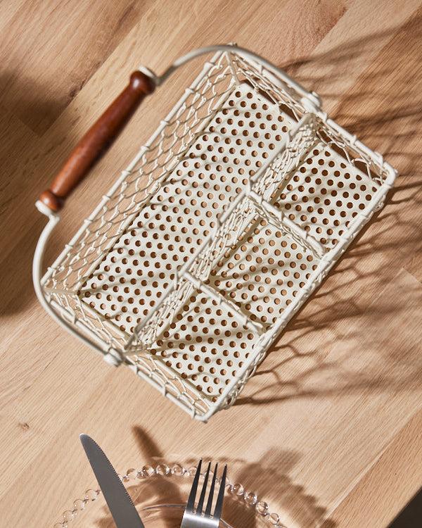 Dibor Cream Chicken Wire Cutlery Caddy
