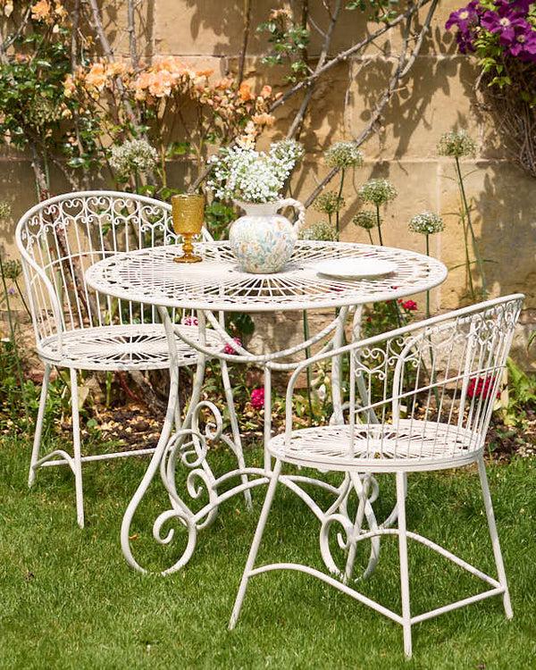 dibor Cream Heart Scrolled 2 Seater Bistro Set
