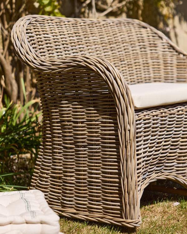 Dibor Curved Wicker Garden Bench