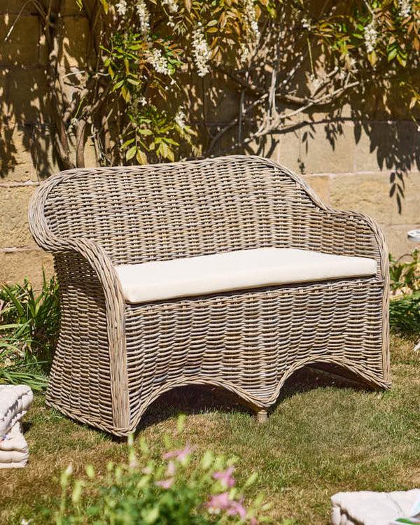 dibor Curved Wicker Garden Bench
